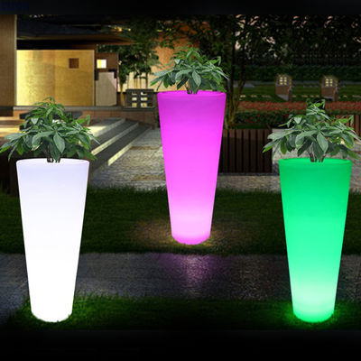 Luminous Flower Pot Exhibition Luminous Colorful Garden Plant Pots Plastic Planter Floor Lamp For Party Hire