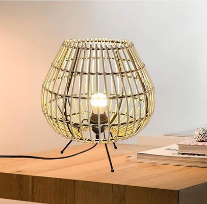 Natural Color Bamboo Rattan Table Lamp For Bedroom Bedside Atmosphere