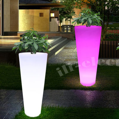 Tall Round Illuminated LED Plastic Flower Pot / Flower Planter