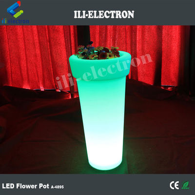 Tall Round Illuminated LED Plastic Flower Pot / Flower Planter