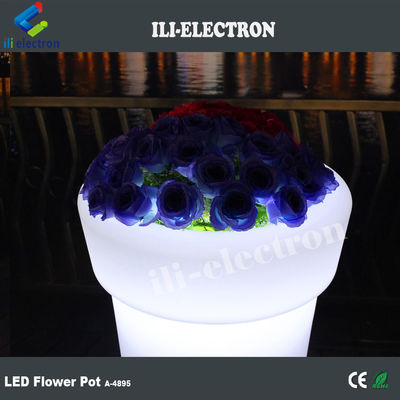Tall Round Illuminated LED Plastic Flower Pot / Flower Planter