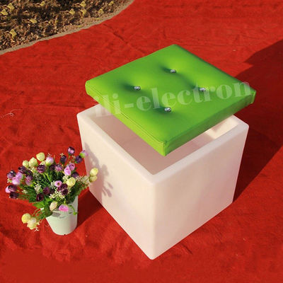 Multifunctional LED Ice Bucket Square Shape PE Plastic Material With Leather Lid