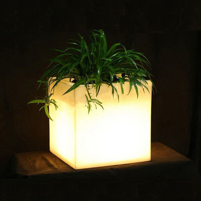 Square PE Plastic Illuminated LED Ice Bucket / LED Flower Pot / Flower Planter