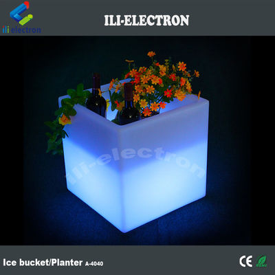 Square PE Plastic Illuminated LED Ice Bucket / LED Flower Pot / Flower Planter