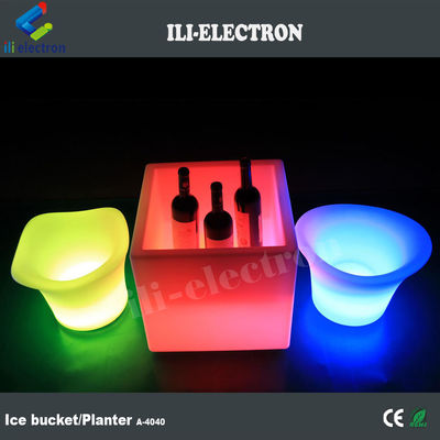 Square PE Plastic Illuminated LED Ice Bucket / LED Flower Pot / Flower Planter