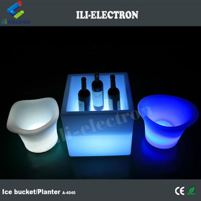 Square PE Plastic Illuminated LED Ice Bucket / LED Flower Pot / Flower Planter