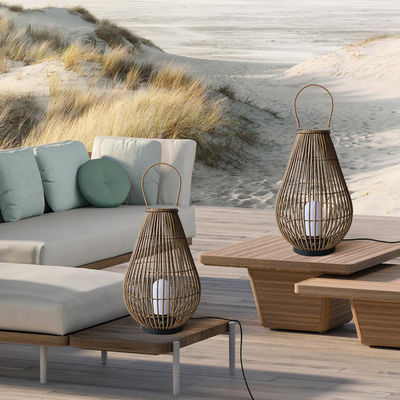 Landscape Outdoor Lanterns Rattan Woven Lamp Rechargeable Pendant