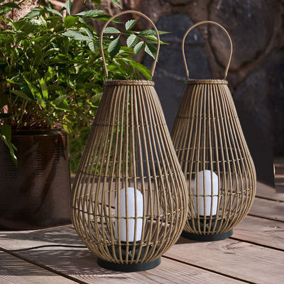 Landscape Outdoor Lanterns Rattan Woven Lamp Rechargeable Pendant