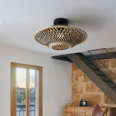 Round Bamboo Pendant Lamp , Woven Ceiling Light For Indoor Lighting