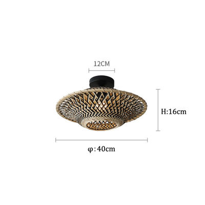 Round Bamboo Pendant Lamp , Woven Ceiling Light For Indoor Lighting