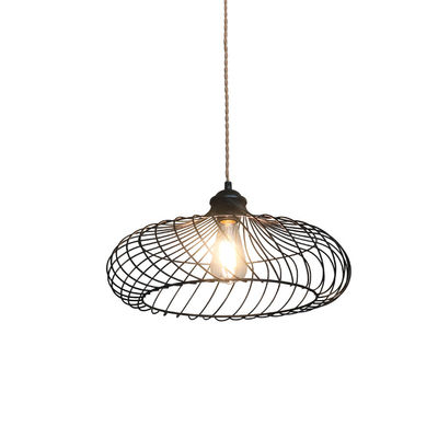 Bamboo Material Industrial Style Pendant Lamp With Plug And Switch