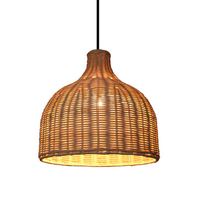 Bamboo Rattan Pendant Lights Round Shape For Indoor Lighting