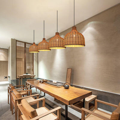 Bamboo Rattan Pendant Lights Round Shape For Indoor Lighting