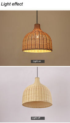 Bamboo Rattan Pendant Lights Round Shape For Indoor Lighting