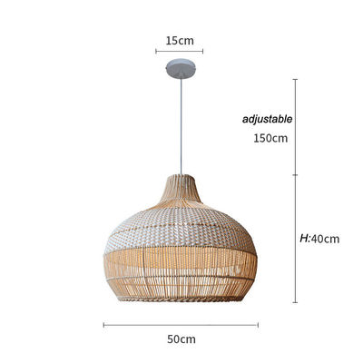 Bamboo Rattan Pendant Light , Wicker Ceiling Lamp For Indoor Home Decor