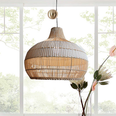 Bamboo Rattan Pendant Light , Wicker Ceiling Lamp For Indoor Home Decor