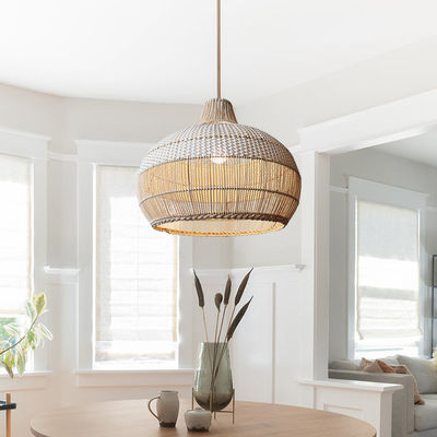 Bamboo Rattan Pendant Light , Wicker Ceiling Lamp For Indoor Home Decor