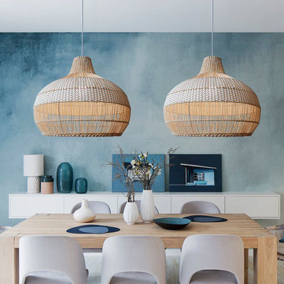 Bamboo Rattan Pendant Light , Wicker Ceiling Lamp For Indoor Home Decor