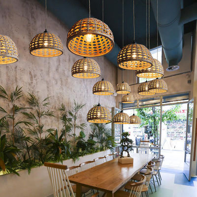Vintage Creative Bamboo Rattan Lamp Shade For Indoor Dinning Room
