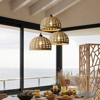Vintage Creative Bamboo Rattan Lamp Shade For Indoor Dinning Room