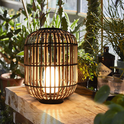 Decorative Rattan Outdoor Lantern , Woven Rattan Lamp 3500K For Atmosphere