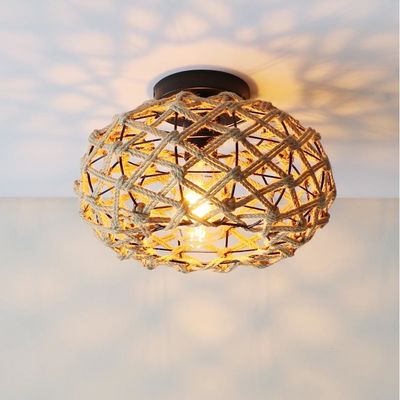 Creative balcony pendant lamp Retro hemp rope ceiling light