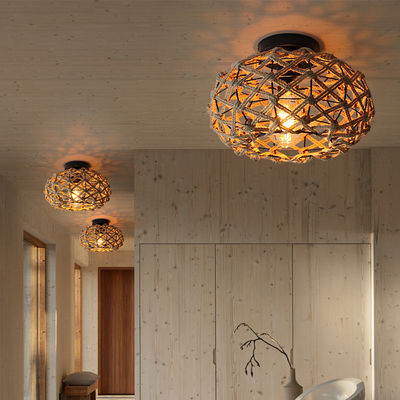 Creative balcony pendant lamp Retro hemp rope ceiling light