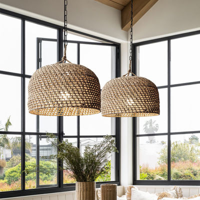 3500K Creative Rattan Pendant Light Switch Control For Living Room