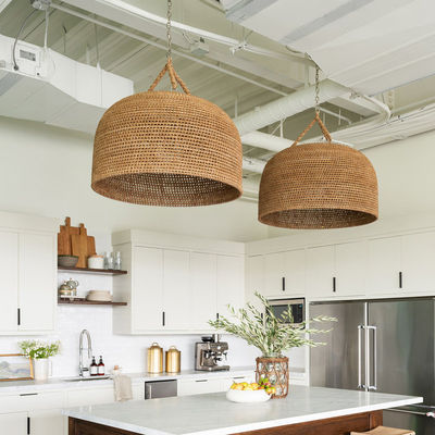 3500K Creative Rattan Pendant Light Switch Control For Living Room