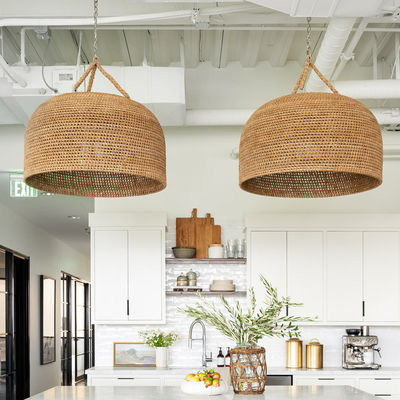 3500K Creative Rattan Pendant Light Switch Control For Living Room
