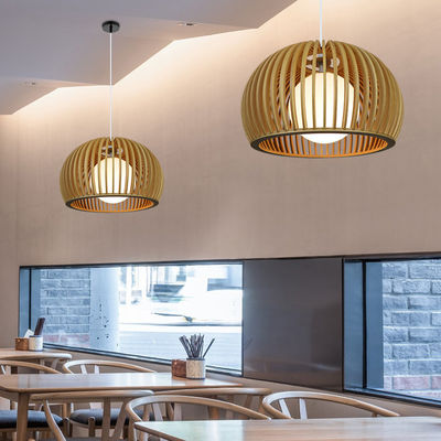 Modern Solid Wood Chandelier , Pendant Rattan Light For Restaurant Living Room