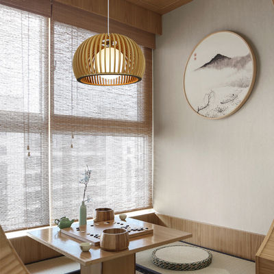 Modern Solid Wood Chandelier , Pendant Rattan Light For Restaurant Living Room