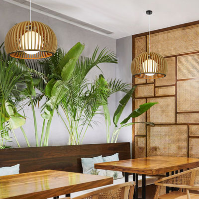 Modern Solid Wood Chandelier , Pendant Rattan Light For Restaurant Living Room