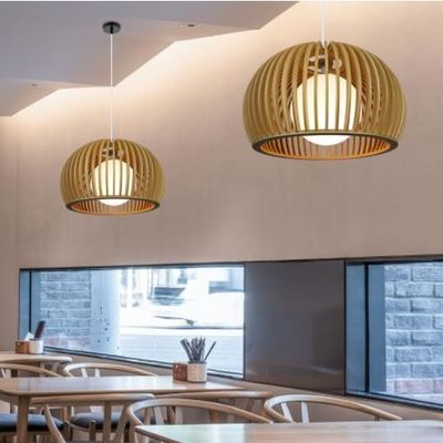 Modern Solid Wood Chandelier , Pendant Rattan Light For Restaurant Living Room