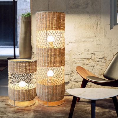 Handmade Led rattan wicker floor lamp For Living Room Decoration