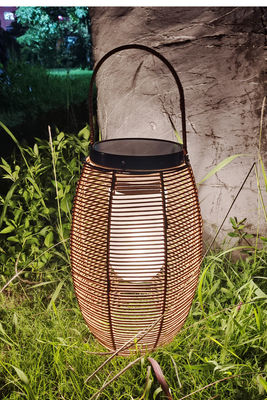 IP65 Rattan Woven Solar Lights , 3500K Rattan Solar Powered Garden Lantern