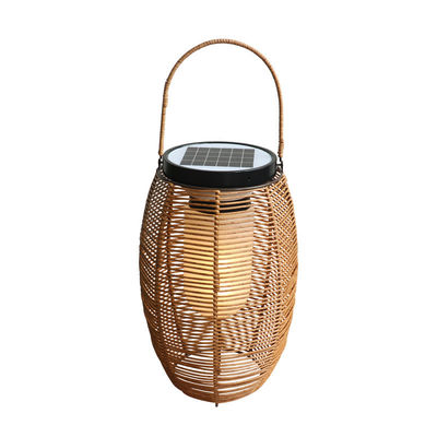 IP65 Rattan Woven Solar Lights , 3500K Rattan Solar Powered Garden Lantern