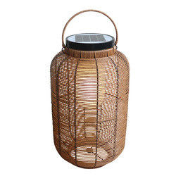 IP65 Rattan Woven Solar Lights , 3500K Rattan Solar Powered Garden Lantern