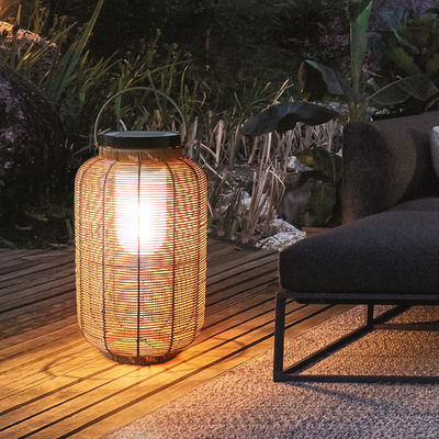 Decorative Rattan Woven Solar Lights , Outdoor Rattan Lamp For Villa Atmosphere