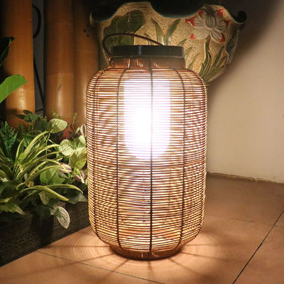 Decorative Rattan Woven Solar Lights , Outdoor Rattan Lamp For Villa Atmosphere