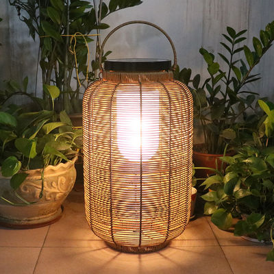 Decorative Rattan Woven Solar Lights , Outdoor Rattan Lamp For Villa Atmosphere