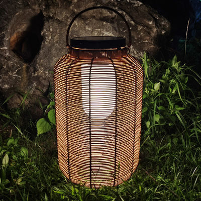 Decorative Rattan Woven Solar Lights , Outdoor Rattan Lamp For Villa Atmosphere