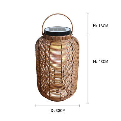 Decorative Rattan Woven Solar Lights , Outdoor Rattan Lamp For Villa Atmosphere