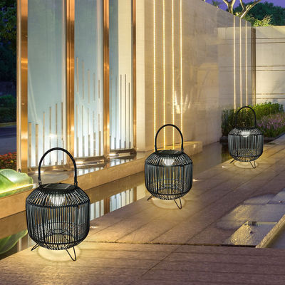Customized Rattan Woven Solar Lights Portable 3500K IP65 Waterproof