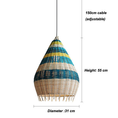 Customized Bamboo Rattan Woven Pendant Light Handmade For Indoor Lighting
