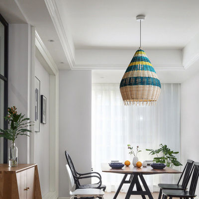 Customized Bamboo Rattan Woven Pendant Light Handmade For Indoor Lighting