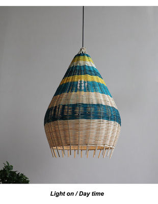 Customized Bamboo Rattan Woven Pendant Light Handmade For Indoor Lighting
