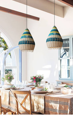 Customized Bamboo Rattan Woven Pendant Light Handmade For Indoor Lighting