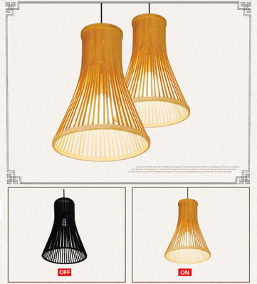 Customized Rattan Pendant Light , Nordic Woven Bamboo Lamp For Indoor Lighting
