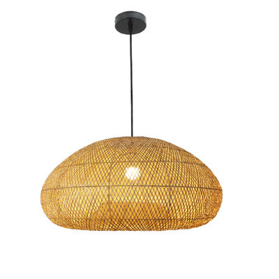 Decorative Bamboo Rattan Chandelier Round Shape For Living Room